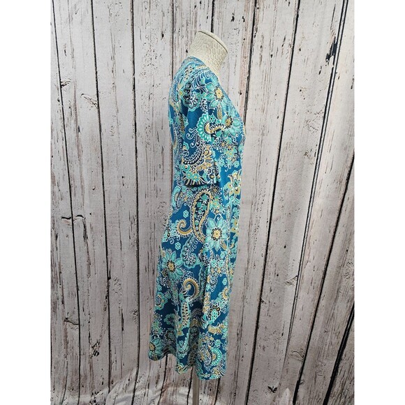 Prana Women's S Nadia Dress Blue Paisley Surplice Crossover Short Sleeve EUC - Picture 5 of 7